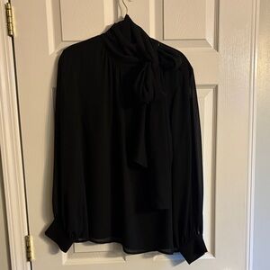 Vince Camuto Black Blouse with attached Chic Scarf like neck tie!